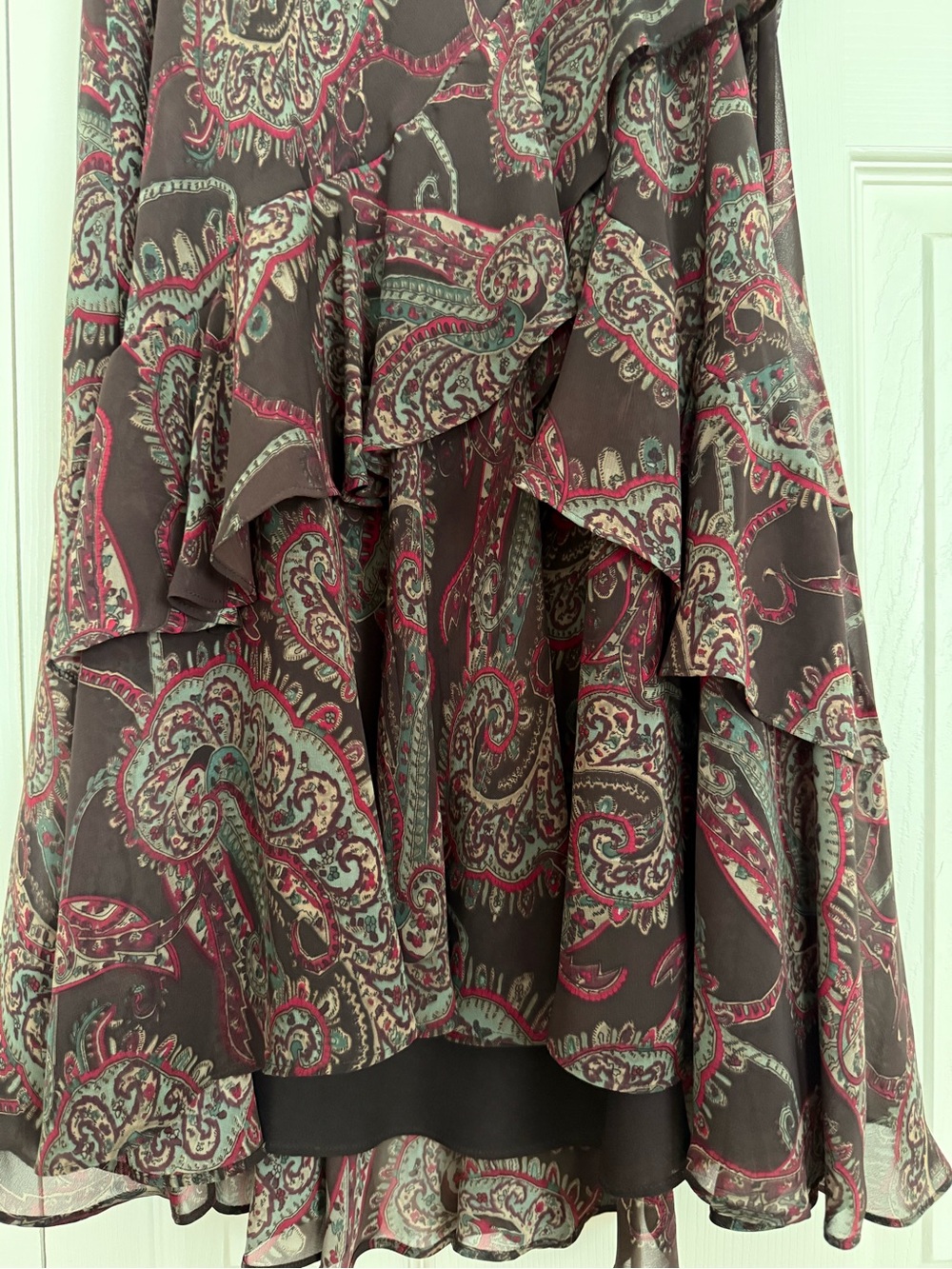Chaps Paisley Skirt in Brown, Red, and Green size S - Picture 2 of 6